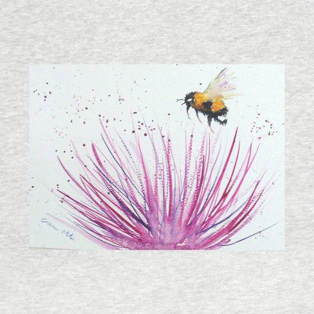 Bumble bee and Pink Flower by Casimirasquirkyart